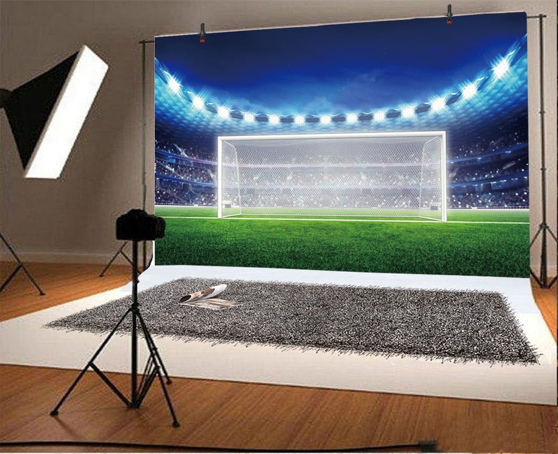 Yeele Football Photography Backdrops - Soccer Photo Background - Yeele 10x8ft Vinyl Football Fields Goal Sports Match Backdrop Picture for Fan Adult Boy Kids Portrait Photo Booth Shooting Studio Props - Image 1